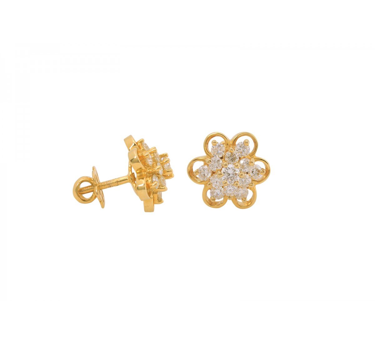 Pierced Stud Diamond Earrings